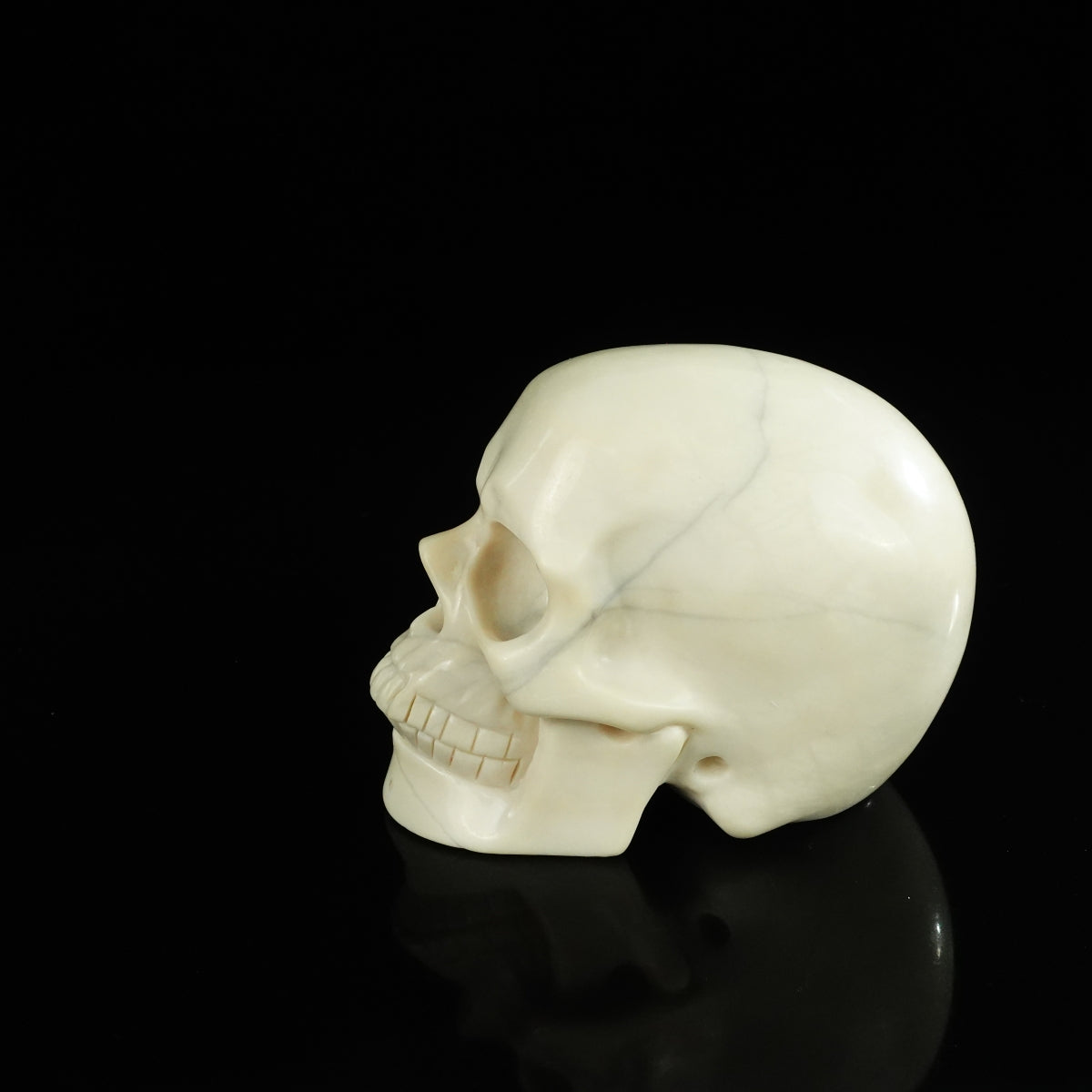 4.5" Ivory Jade Crystal Skull Carving - Unique Piece #IJ01