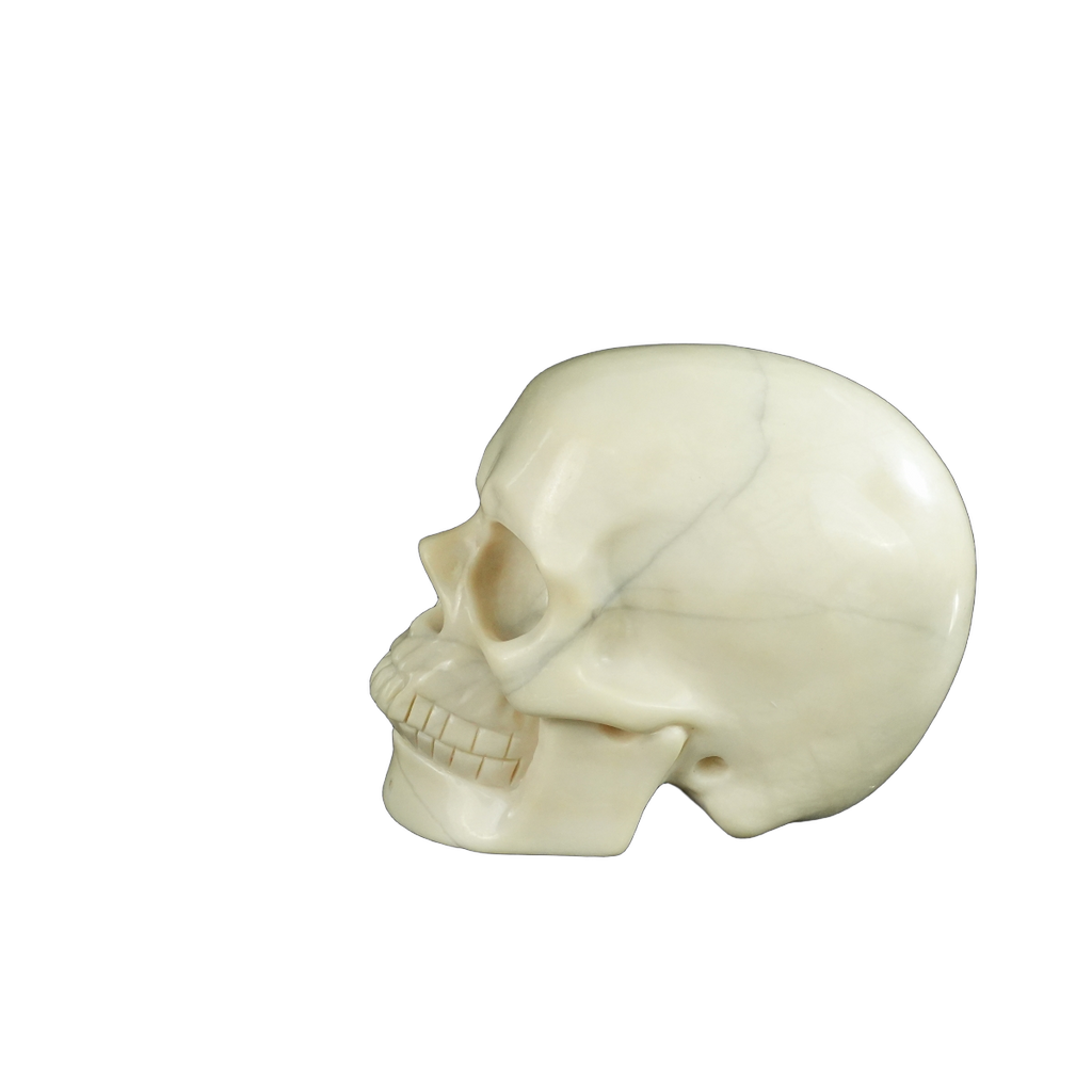 4.5" Ivory Jade Crystal Skull Carving - Unique Piece #IJ01