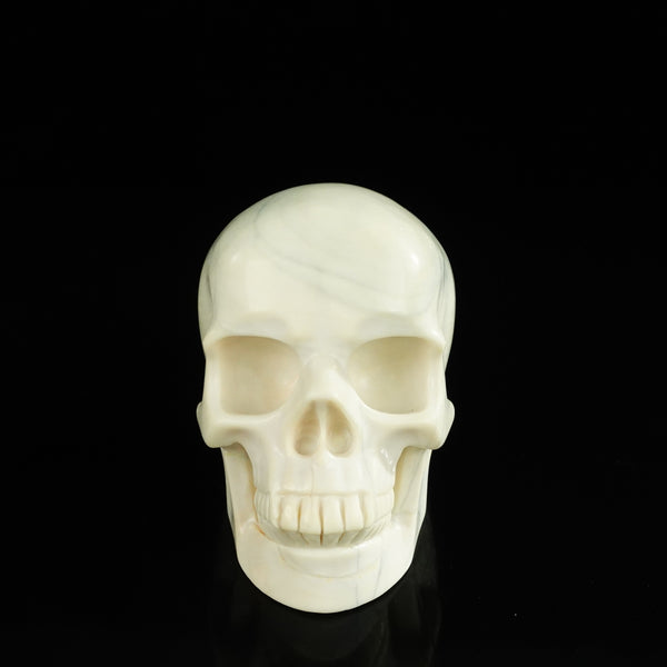 4.5" Ivory Jade Crystal Skull Carving - Unique Piece #IJ02