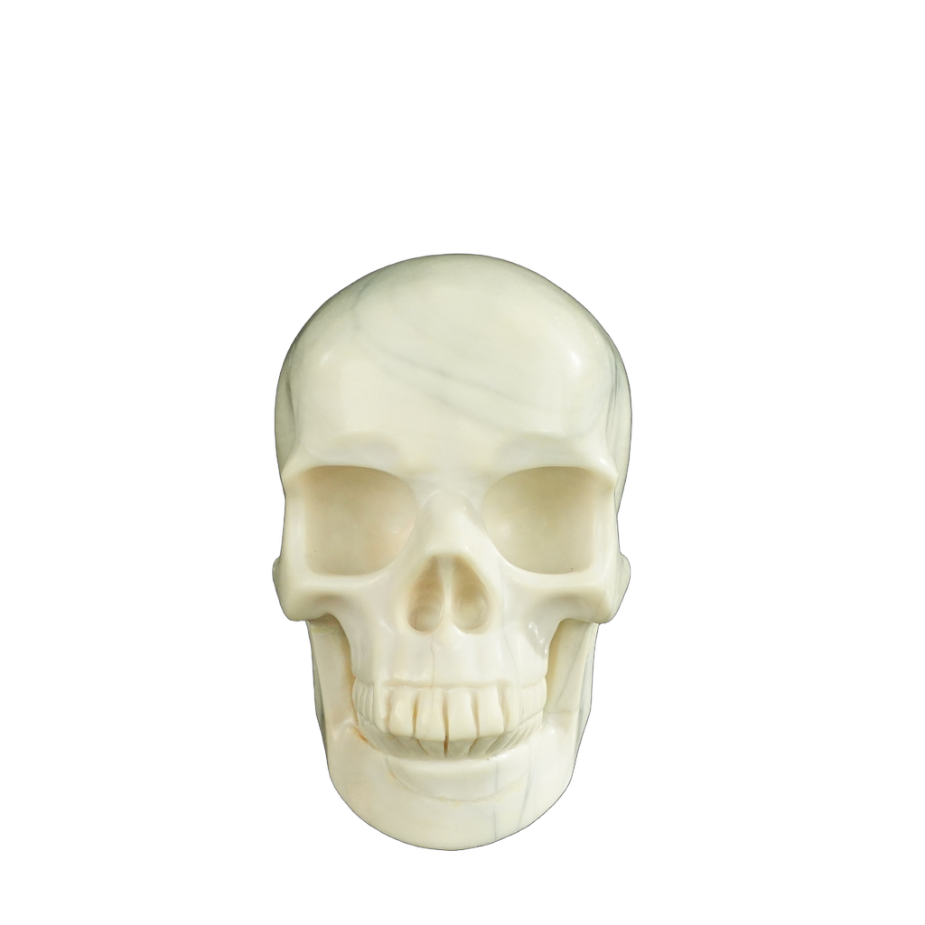 4.5" Ivory Jade Crystal Skull Carving - Unique Piece #IJ02