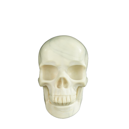 4.5" Ivory Jade Crystal Skull Carving - Unique Piece #IJ02
