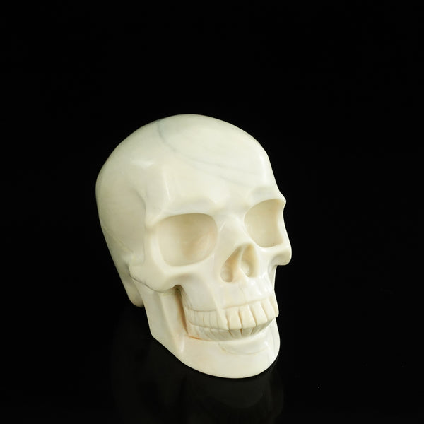 4.5" Ivory Jade Crystal Skull Carving - Unique Piece #IJ02 - alternate view