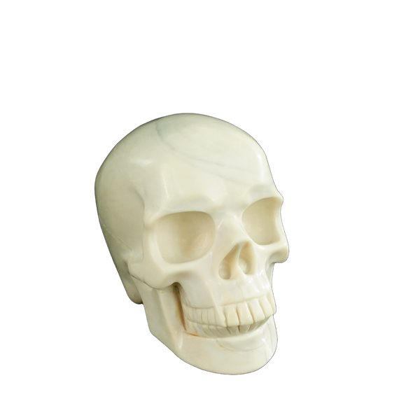 4.5" Ivory Jade Crystal Skull Carving - Unique Piece #IJ02 - alternate view