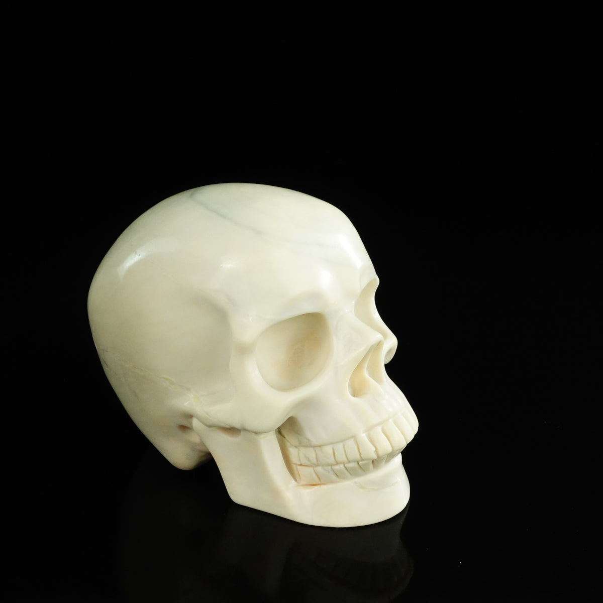4.5" Ivory Jade Crystal Skull Carving - Unique Piece #IJ02