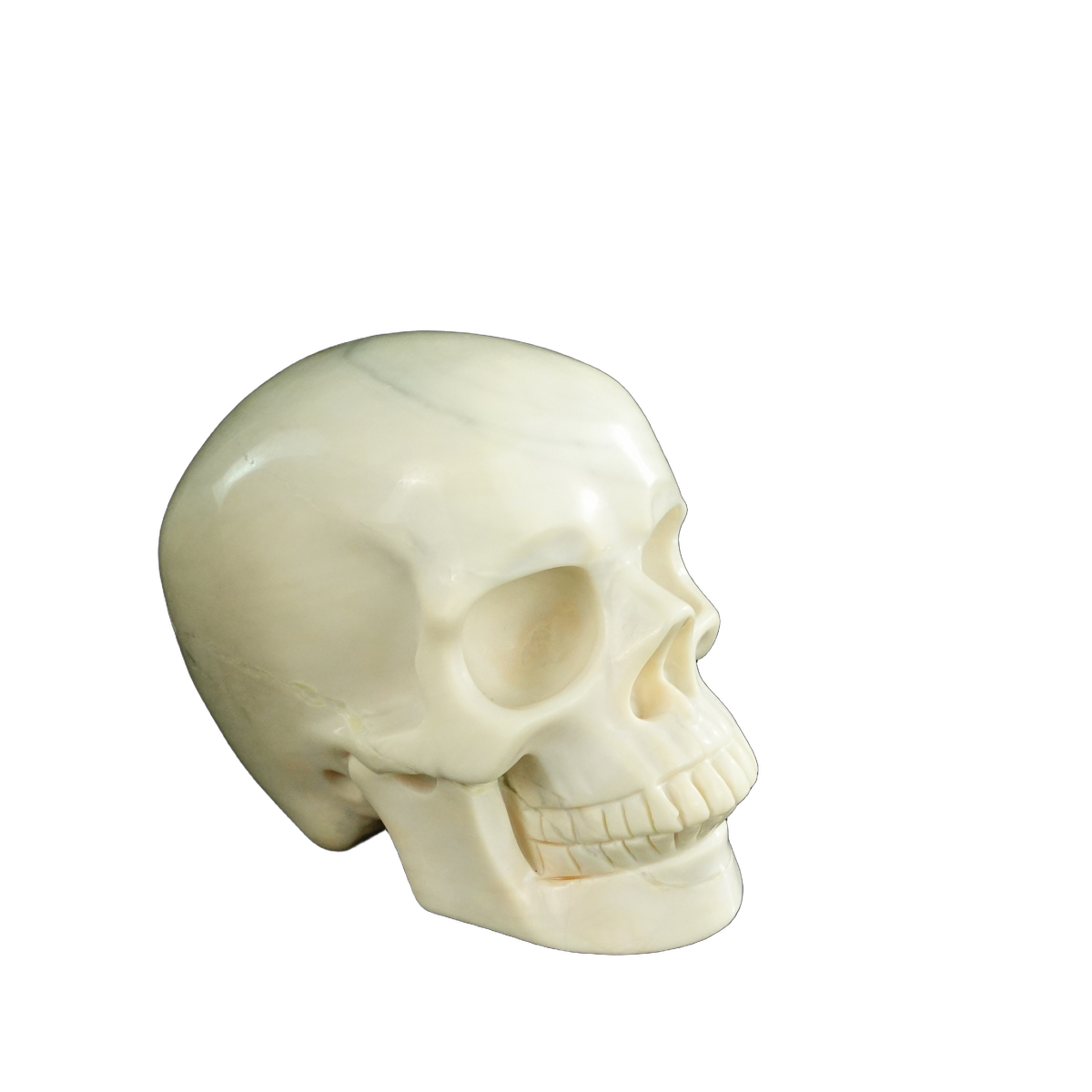 4.5" Ivory Jade Crystal Skull Carving - Unique Piece #IJ02
