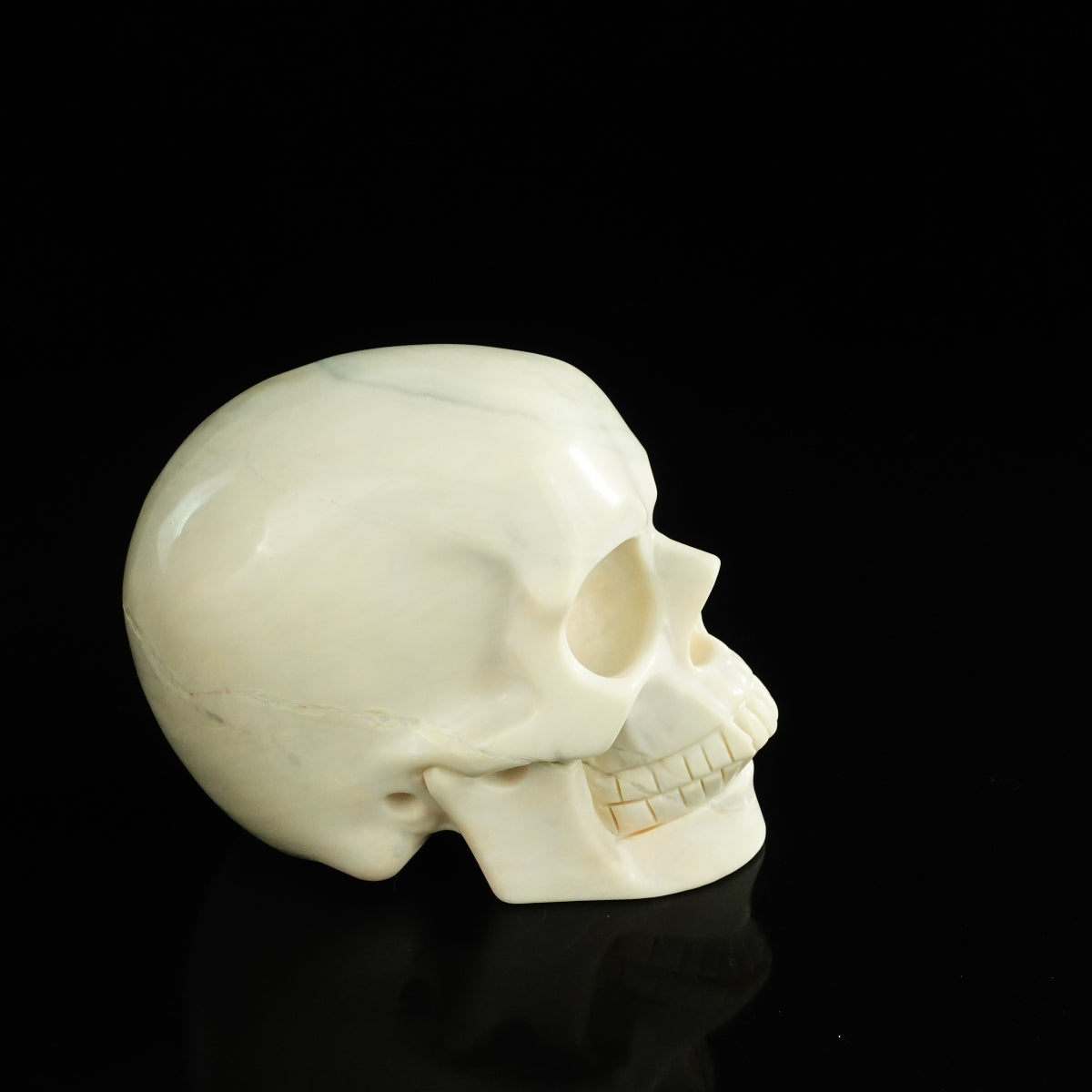 4.5" Ivory Jade Crystal Skull Carving - Unique Piece #IJ02