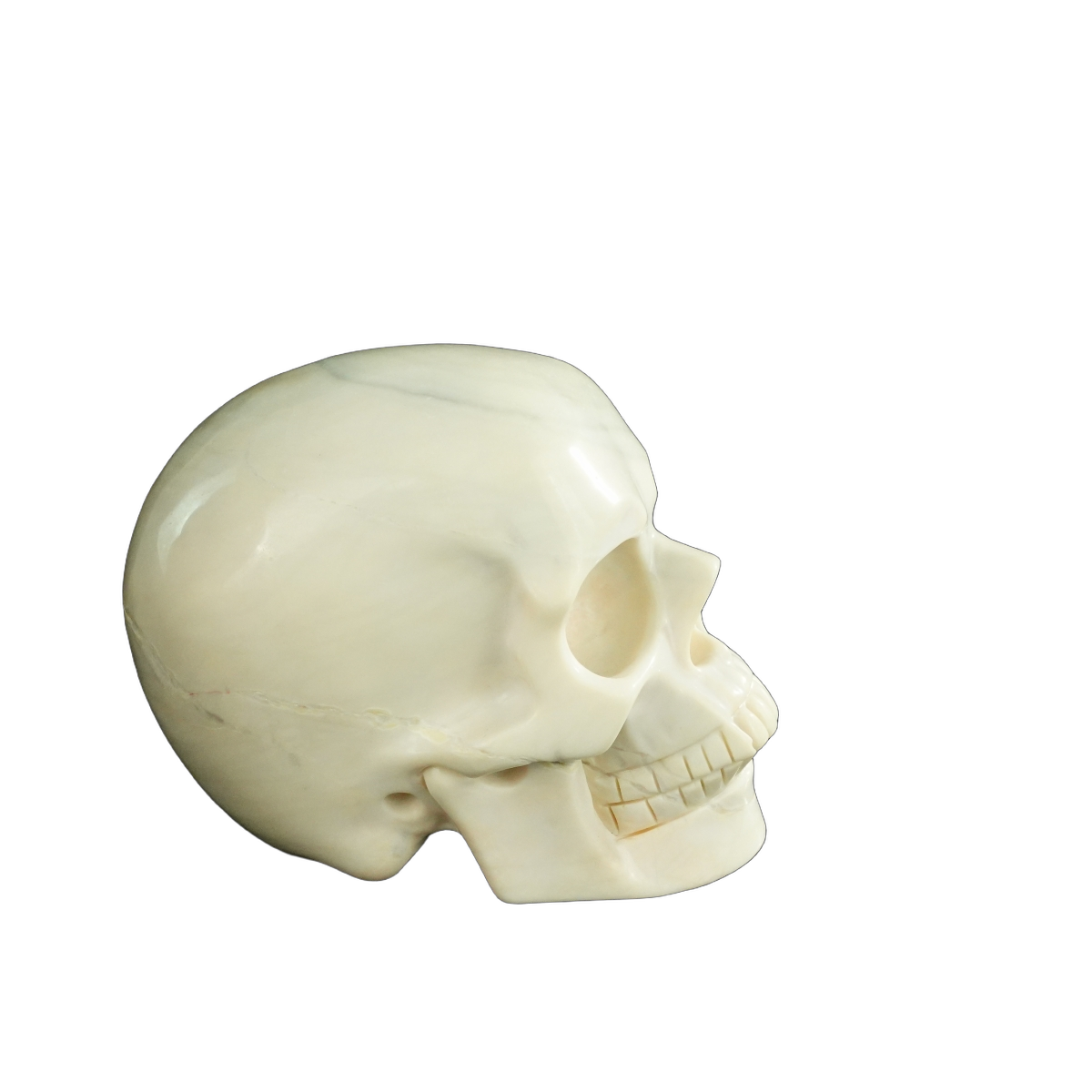 4.5" Ivory Jade Crystal Skull Carving - Unique Piece #IJ02
