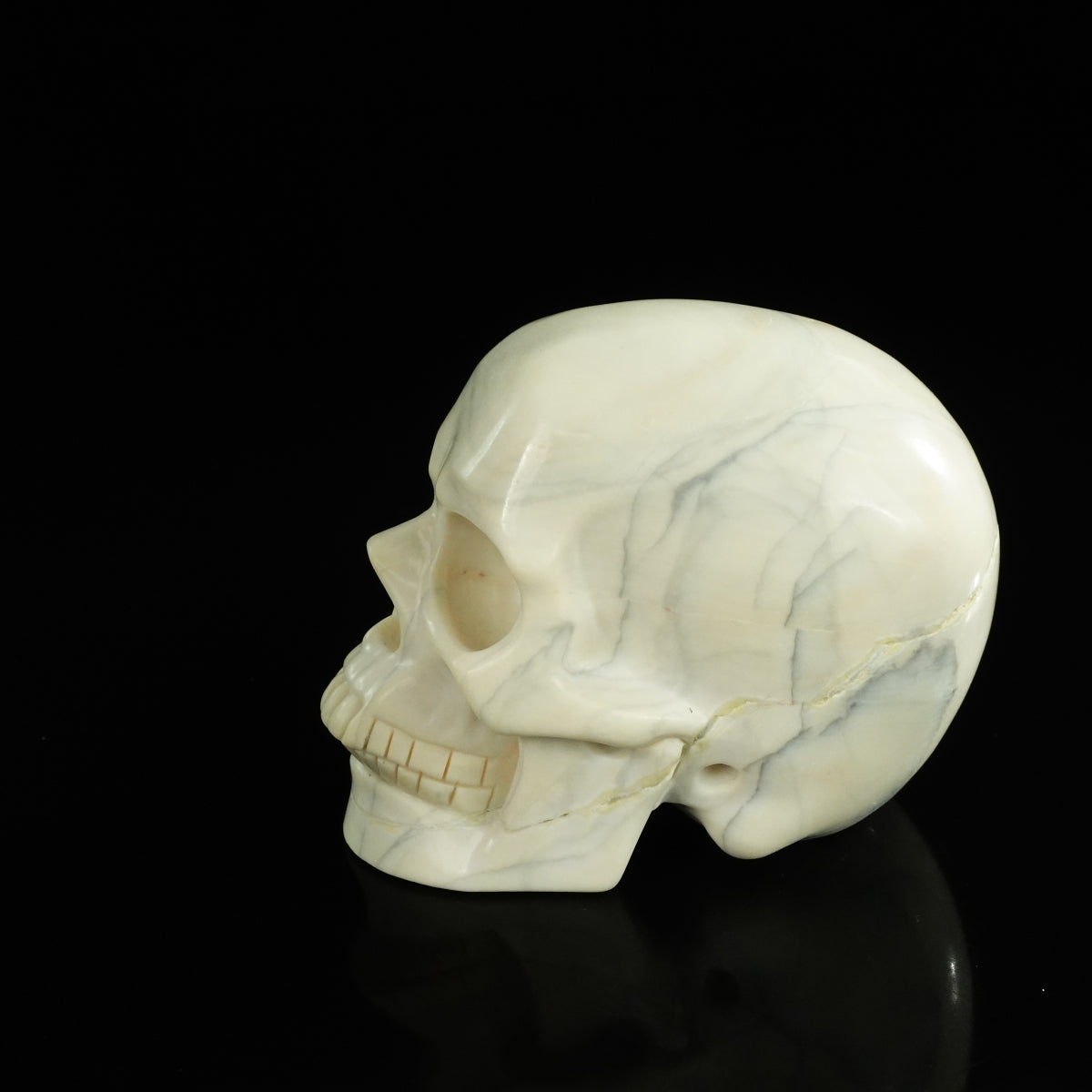 4.5" Ivory Jade Crystal Skull Carving - Unique Piece #IJ02