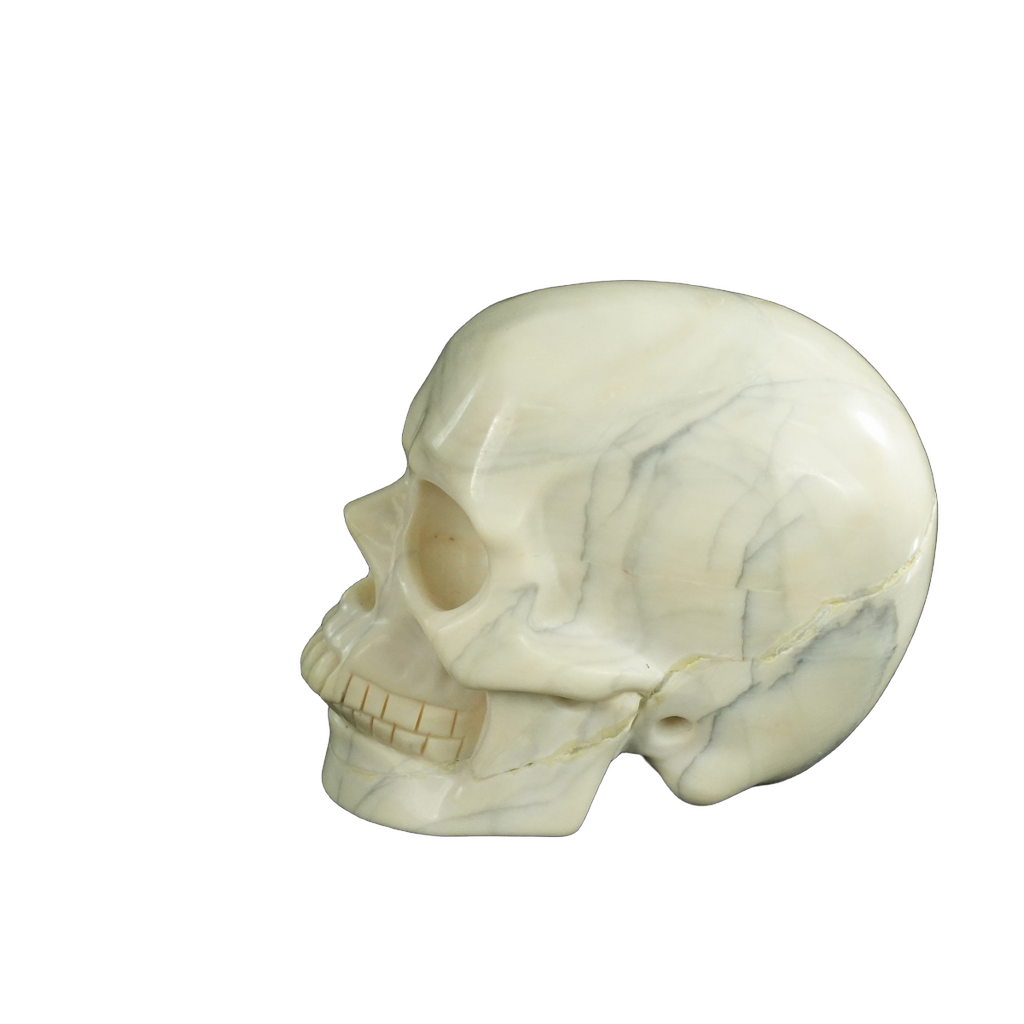 4.5" Ivory Jade Crystal Skull Carving - Unique Piece #IJ02