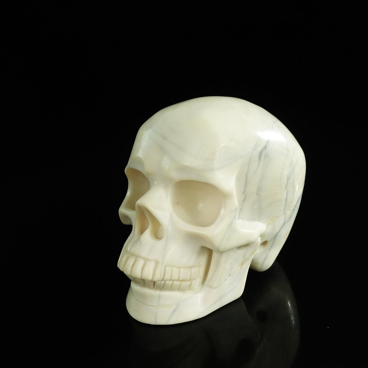 4.5" Ivory Jade Crystal Skull Carving - Unique Piece #IJ02