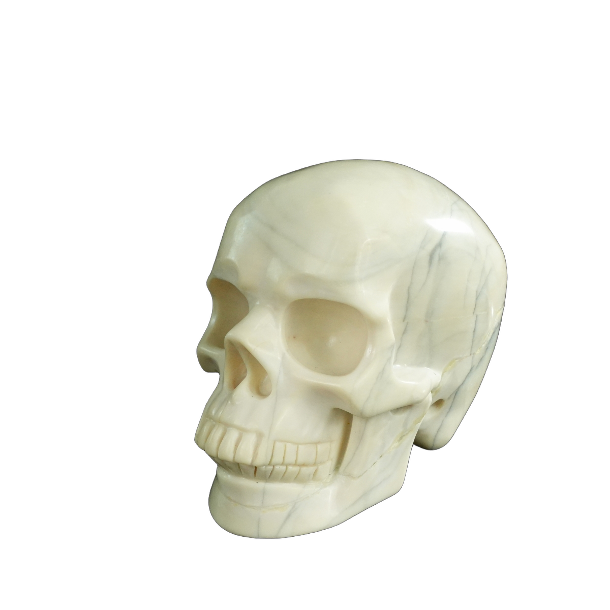 4.5" Ivory Jade Crystal Skull Carving - Unique Piece #IJ02
