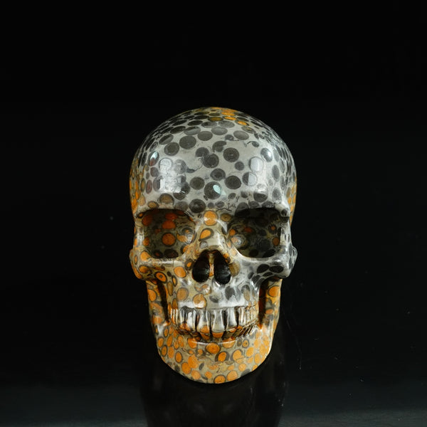 4.5" Leopard skin jasper Crystal Skull Carving - Unique Piece #LK02