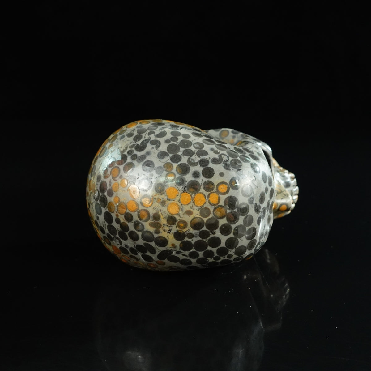 4.5" Leopard skin jasper Crystal Skull Carving - Unique Piece #LK02