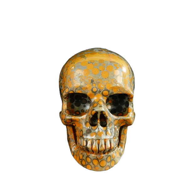 4.5" Leopard skin jasper Crystal Skull Carving - Unique Piece #LK04