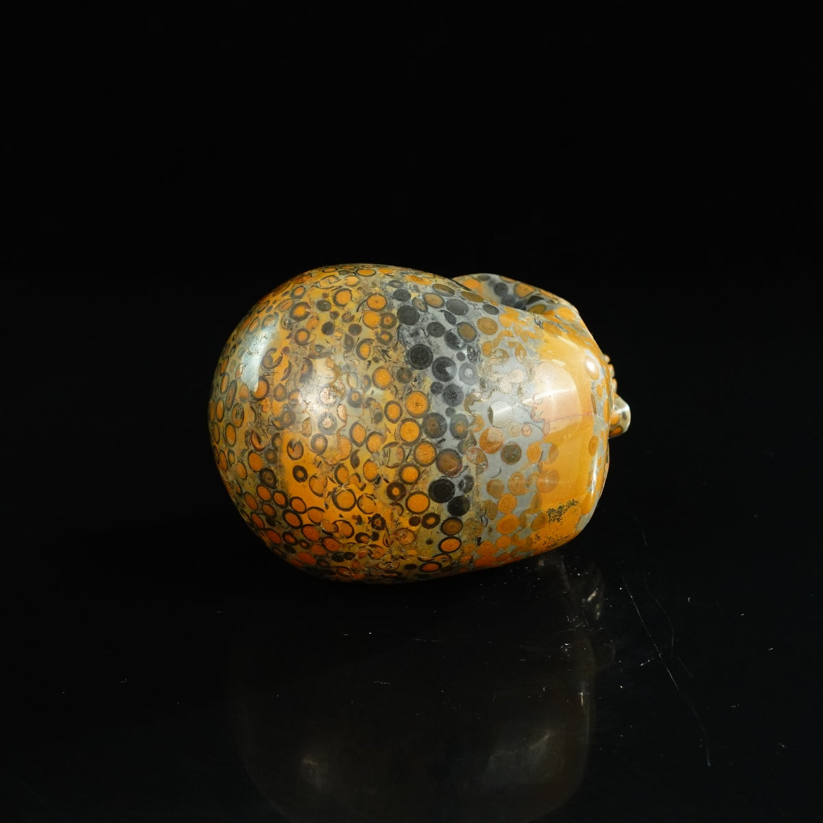 4.5" Leopard skin jasper Crystal Skull Carving - Unique Piece #LK04