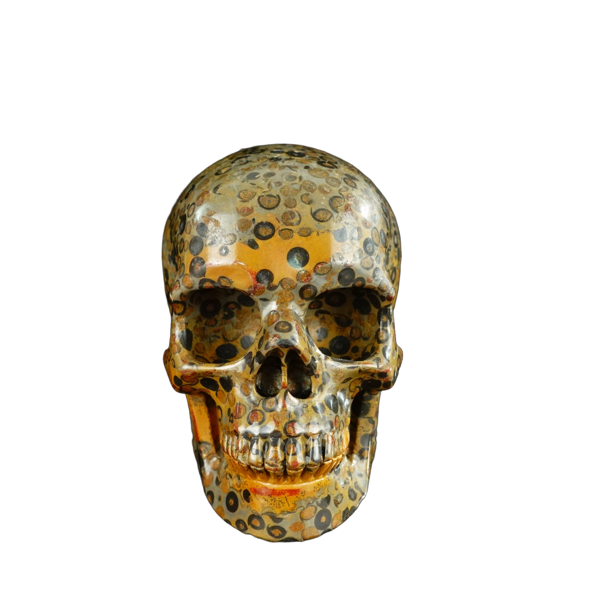 4.5" Leopard skin jasper Crystal Skull Carving - Unique Piece #LK05