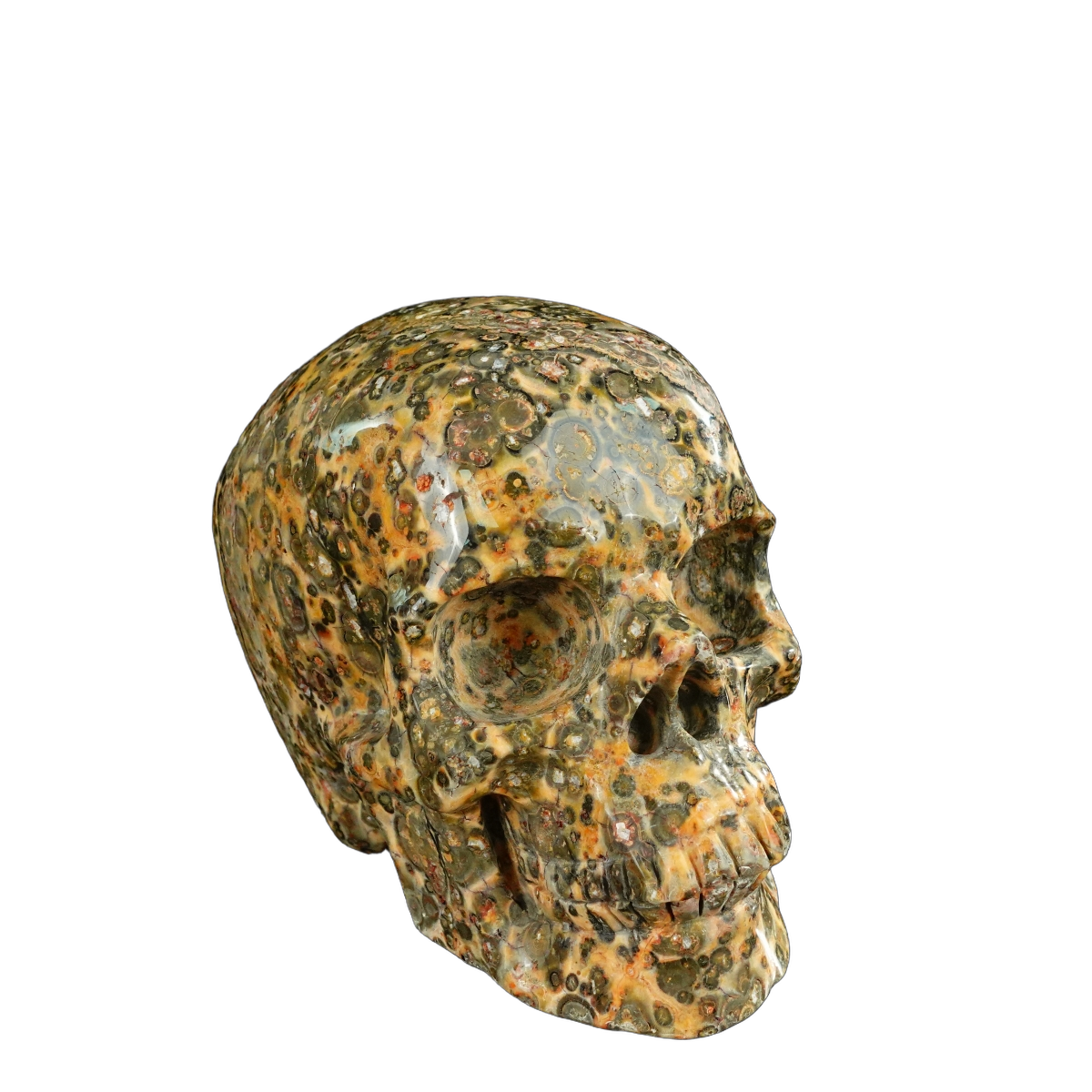 4.5" Red Leopard skin stone Crystal Skull Carving - Unique Piece #LS01