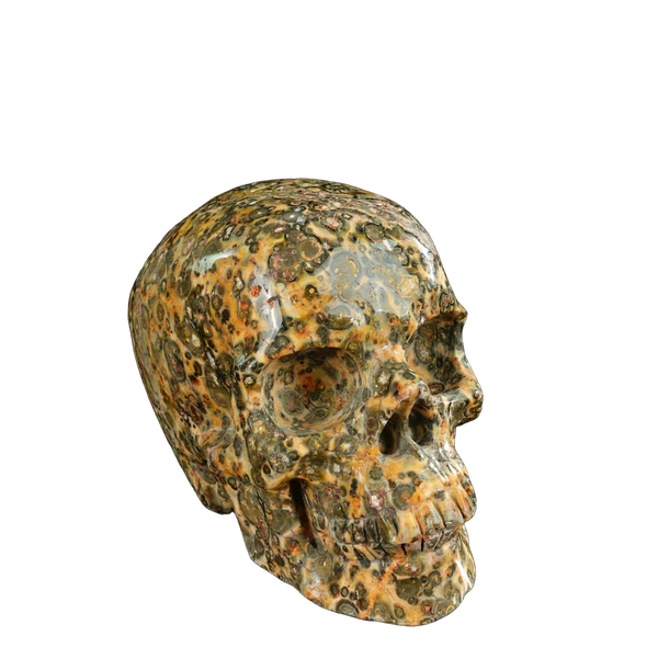 4.5" Red Leopard skin stone Crystal Skull Carving - Unique Piece #LS01 - alternate view