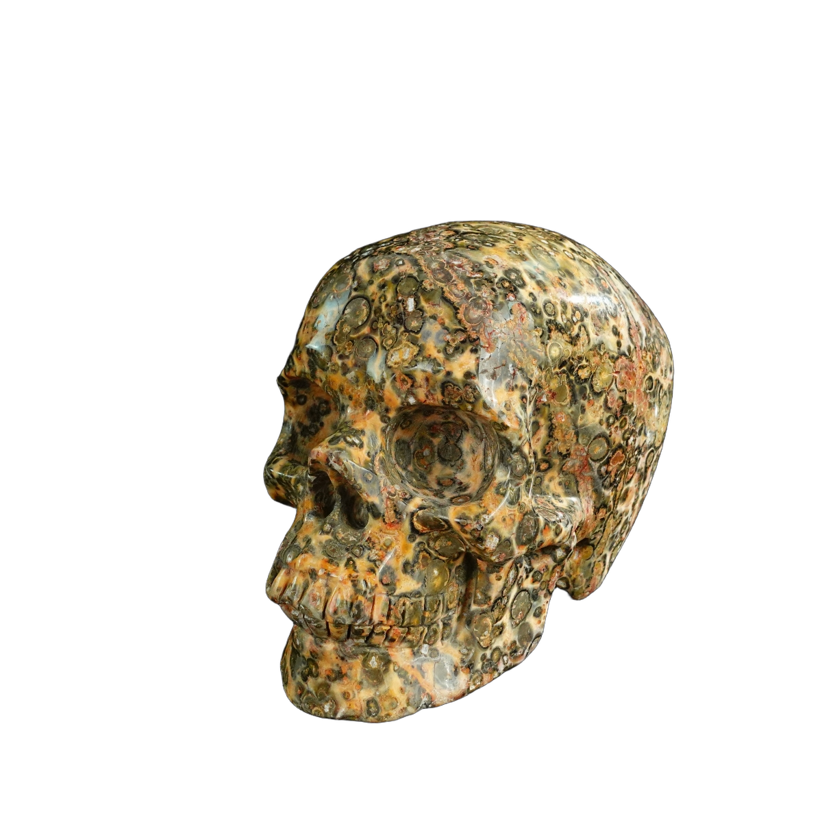 4.5" Red Leopard skin stone Crystal Skull Carving - Unique Piece #LS01