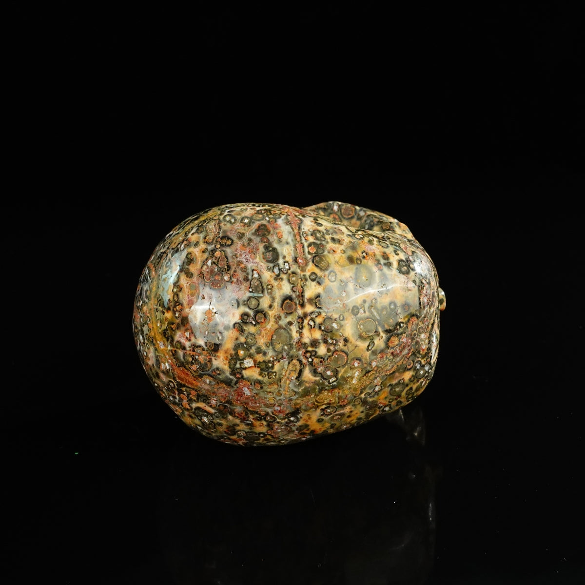 4.5" Red Leopard skin stone Crystal Skull Carving - Unique Piece #LS01