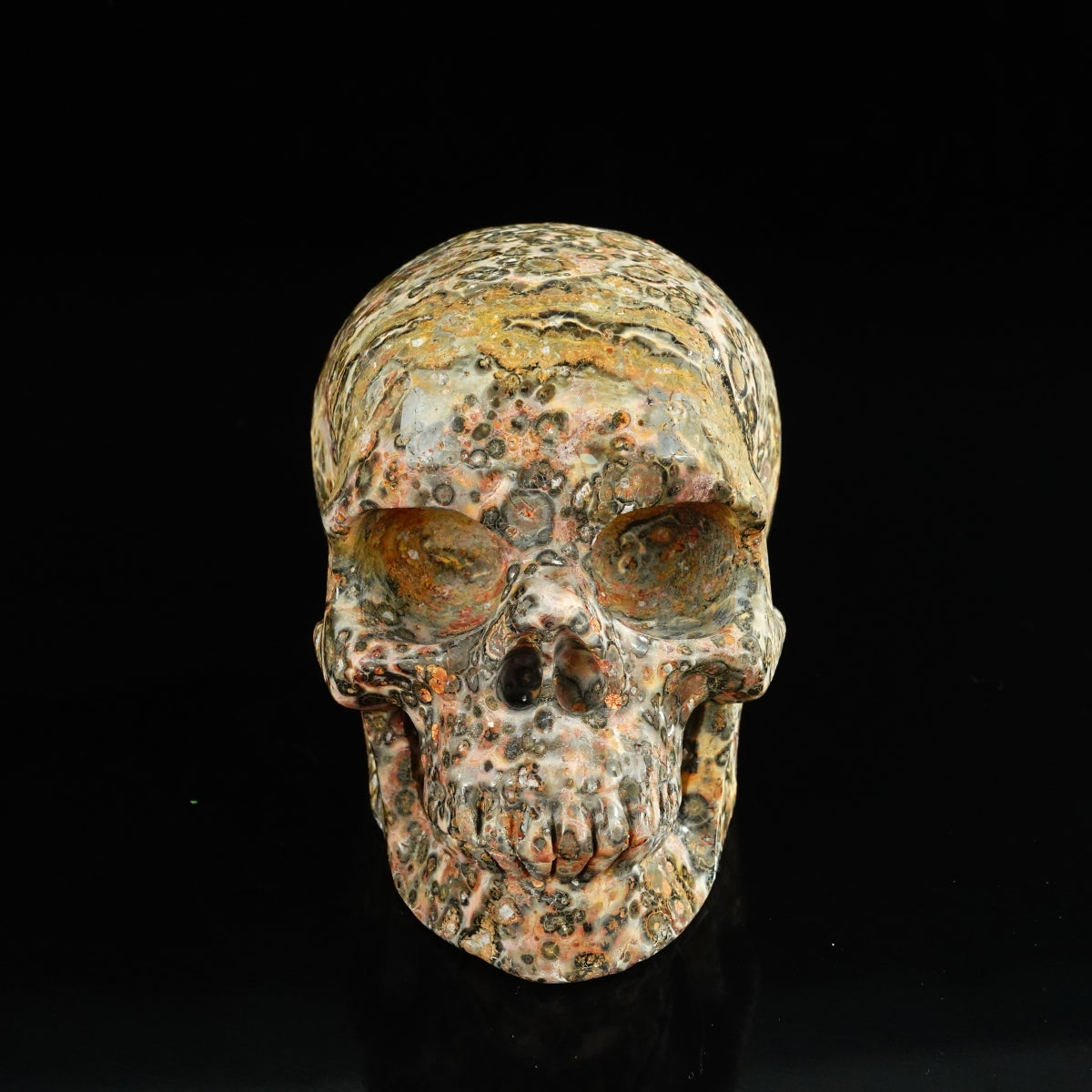 4.5" Red Leopard skin stone Crystal Skull Carving - Unique Piece #LS02