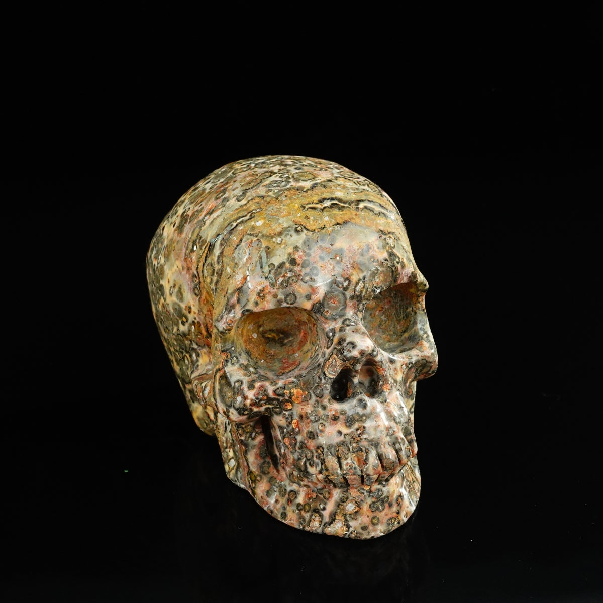 4.5" Red Leopard skin stone Crystal Skull Carving - Unique Piece #LS02