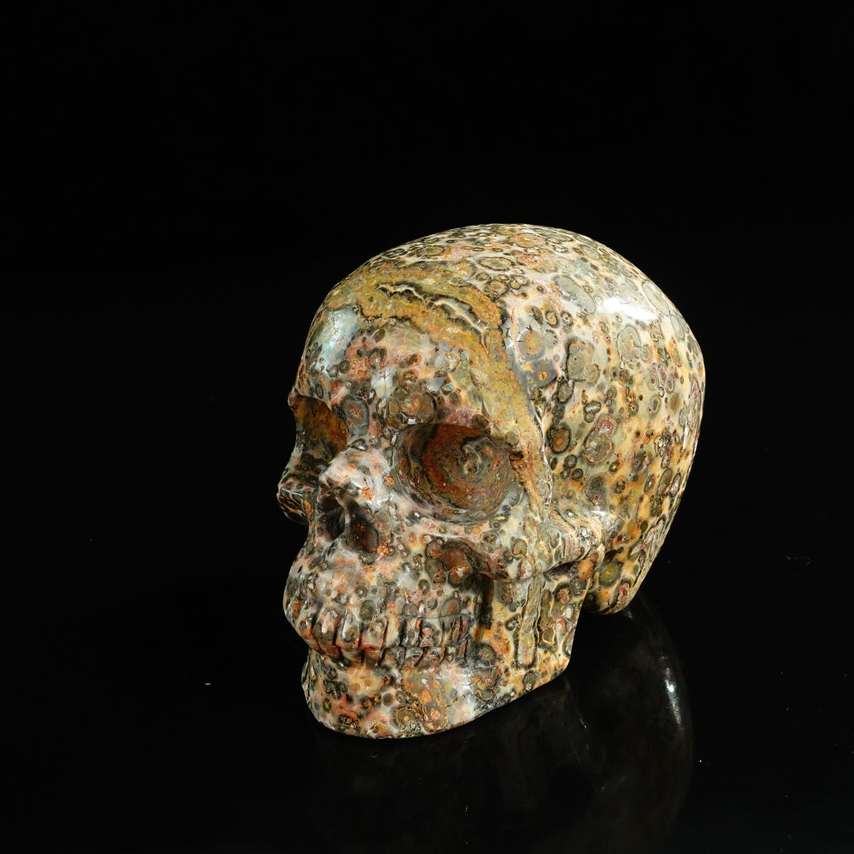 4.5" Red Leopard skin stone Crystal Skull Carving - Unique Piece #LS02