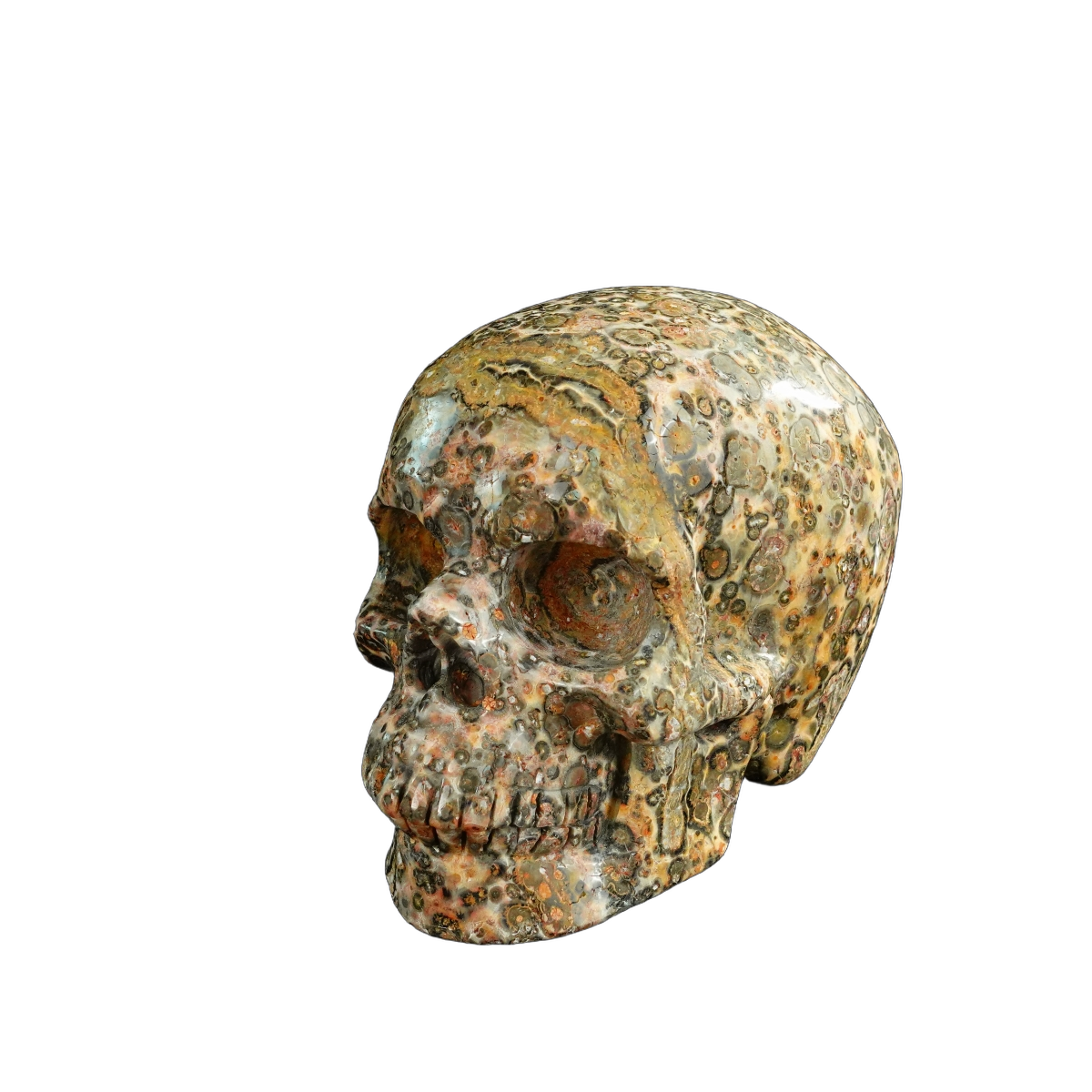 4.5" Red Leopard skin stone Crystal Skull Carving - Unique Piece #LS02