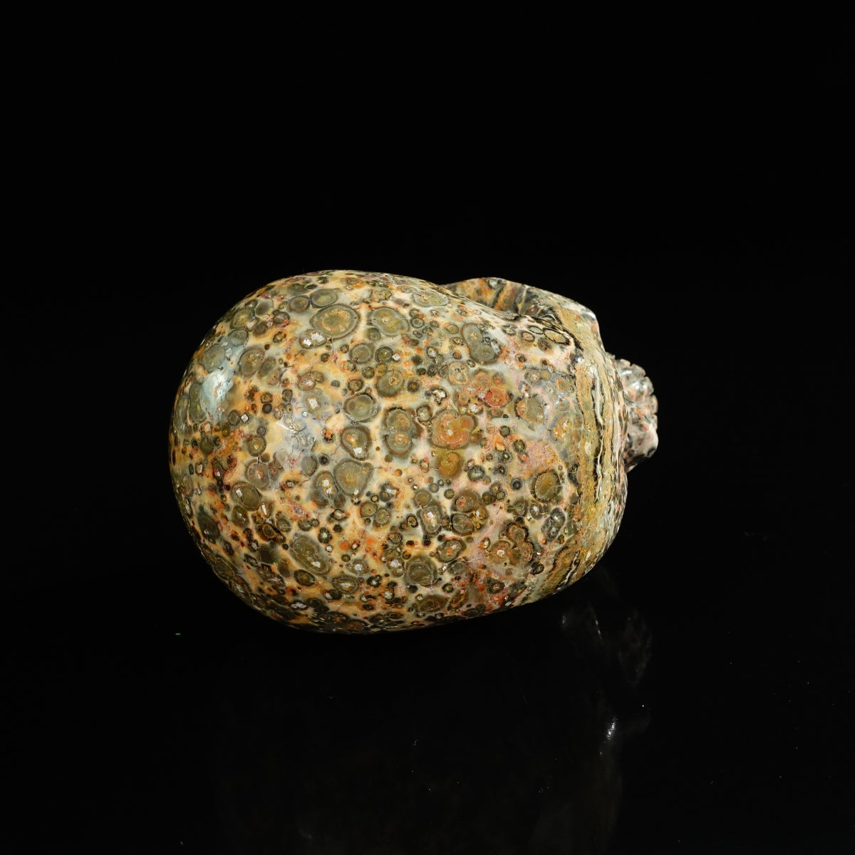 4.5" Red Leopard skin stone Crystal Skull Carving - Unique Piece #LS02
