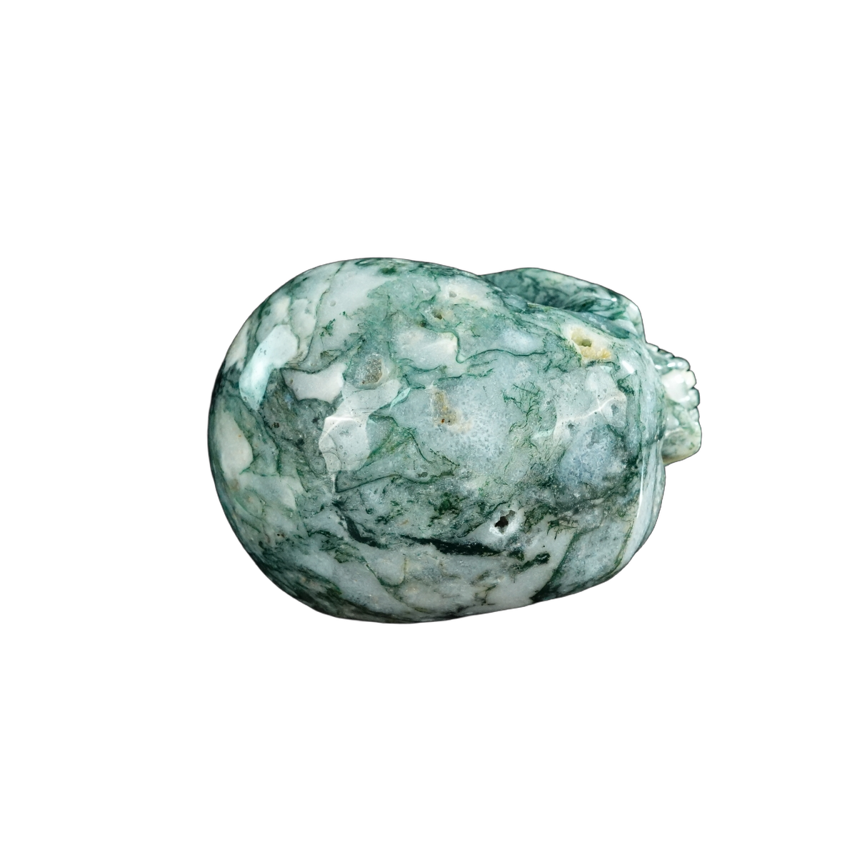 4.5" Moss Agate Crystal Skull Carving - Unique Piece #MA01