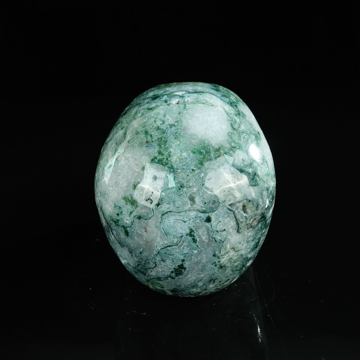 4.5" Moss Agate Crystal Skull Carving - Unique Piece #MA02