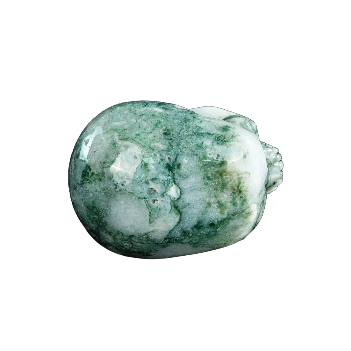 4.5" Moss Agate Crystal Skull Carving - Unique Piece #MA02