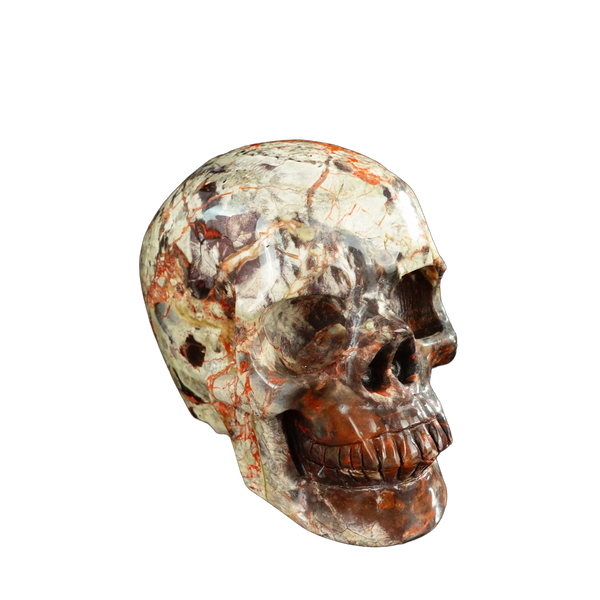 4.5" Money agate Crystal Skull Carving - Unique Piece #MG01 - alternate view