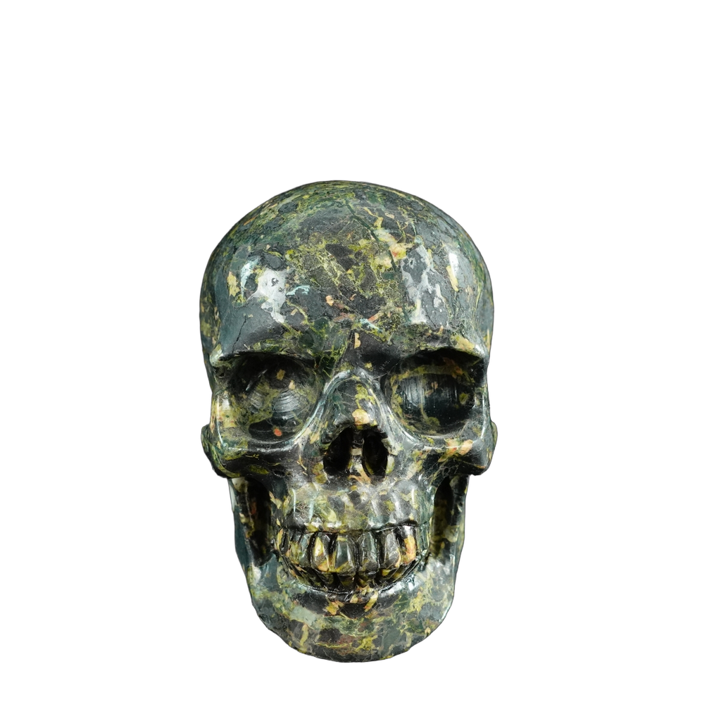 4.5" Plum Blossom Jade Crystal Skull Carving - Unique Piece #PB01