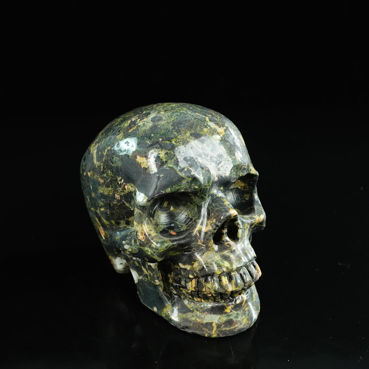 4.5" Plum Blossom Jade Crystal Skull Carving - Unique Piece #PB01
