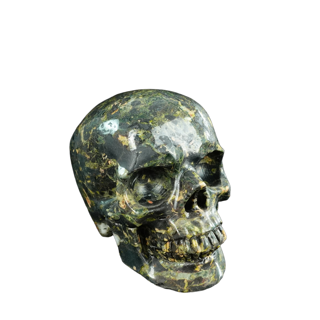 4.5" Plum Blossom Jade Crystal Skull Carving - Unique Piece #PB01