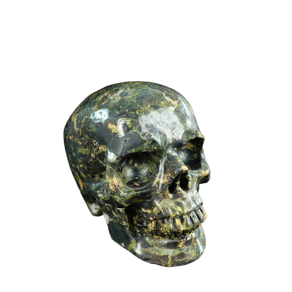 4.5" Plum Blossom Jade Crystal Skull Carving - Unique Piece #PB01 - alternate view