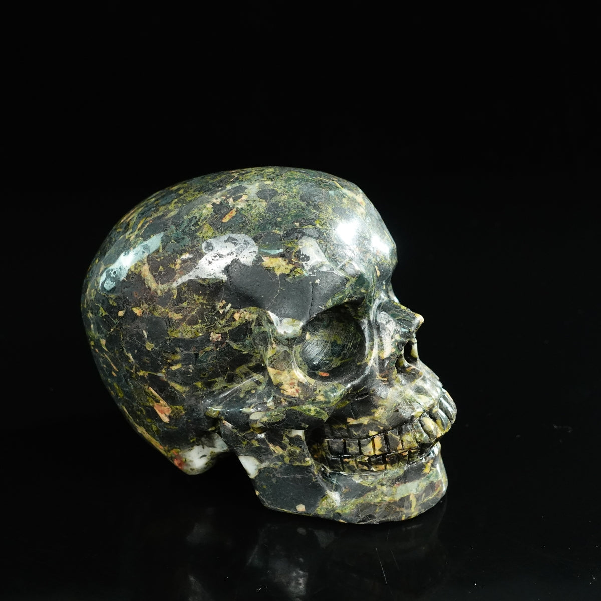 4.5" Plum Blossom Jade Crystal Skull Carving - Unique Piece #PB01