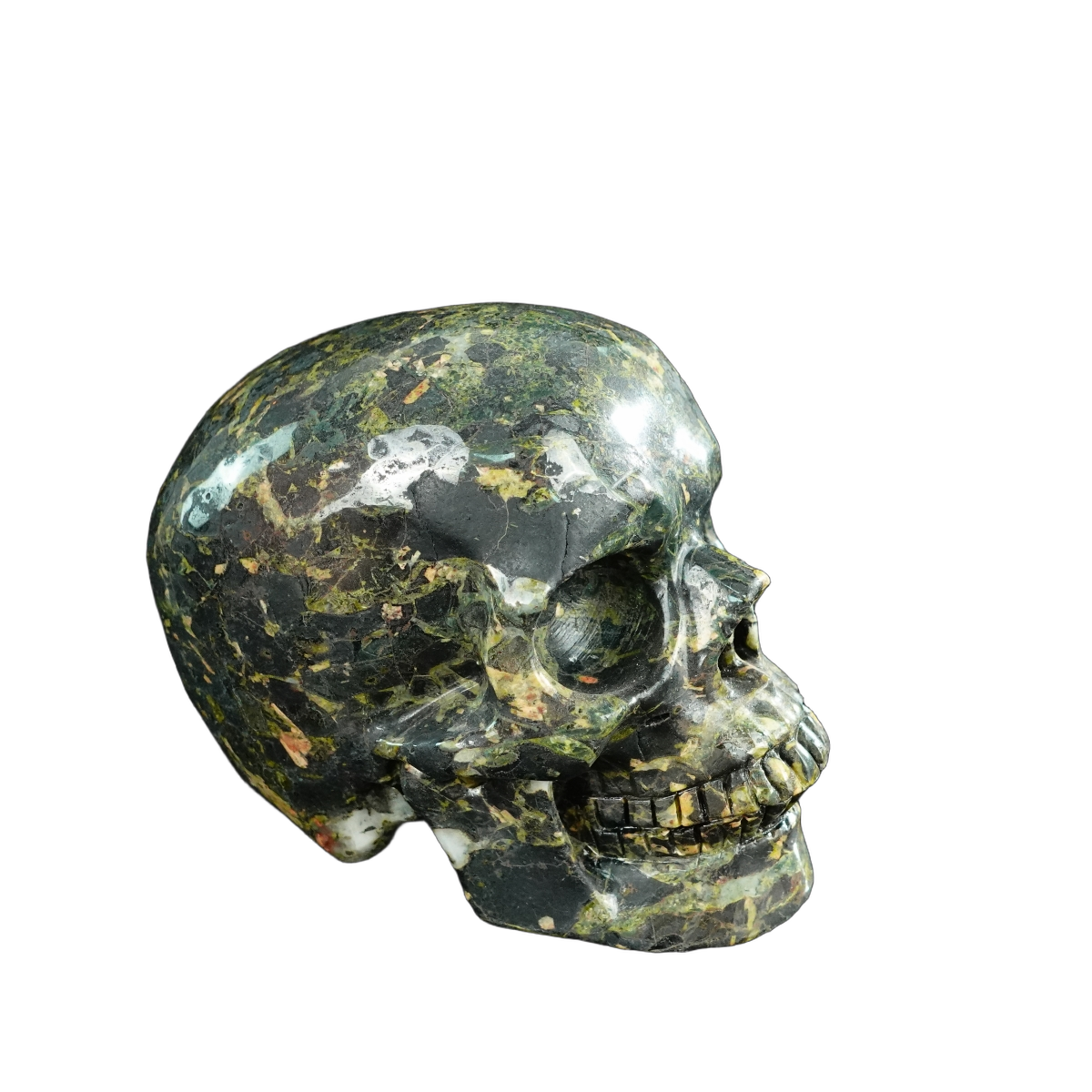 4.5" Plum Blossom Jade Crystal Skull Carving - Unique Piece #PB01