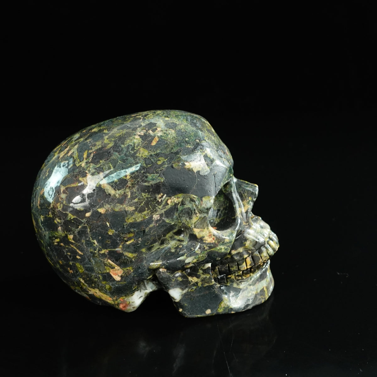 4.5" Plum Blossom Jade Crystal Skull Carving - Unique Piece #PB01