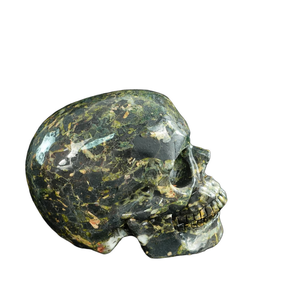 4.5" Plum Blossom Jade Crystal Skull Carving - Unique Piece #PB01