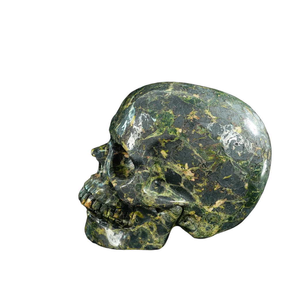 4.5" Plum Blossom Jade Crystal Skull Carving - Unique Piece #PB01