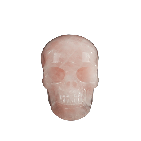 4.5" Rose Quartz Crystal Skull Carving - Hand Carved Decor