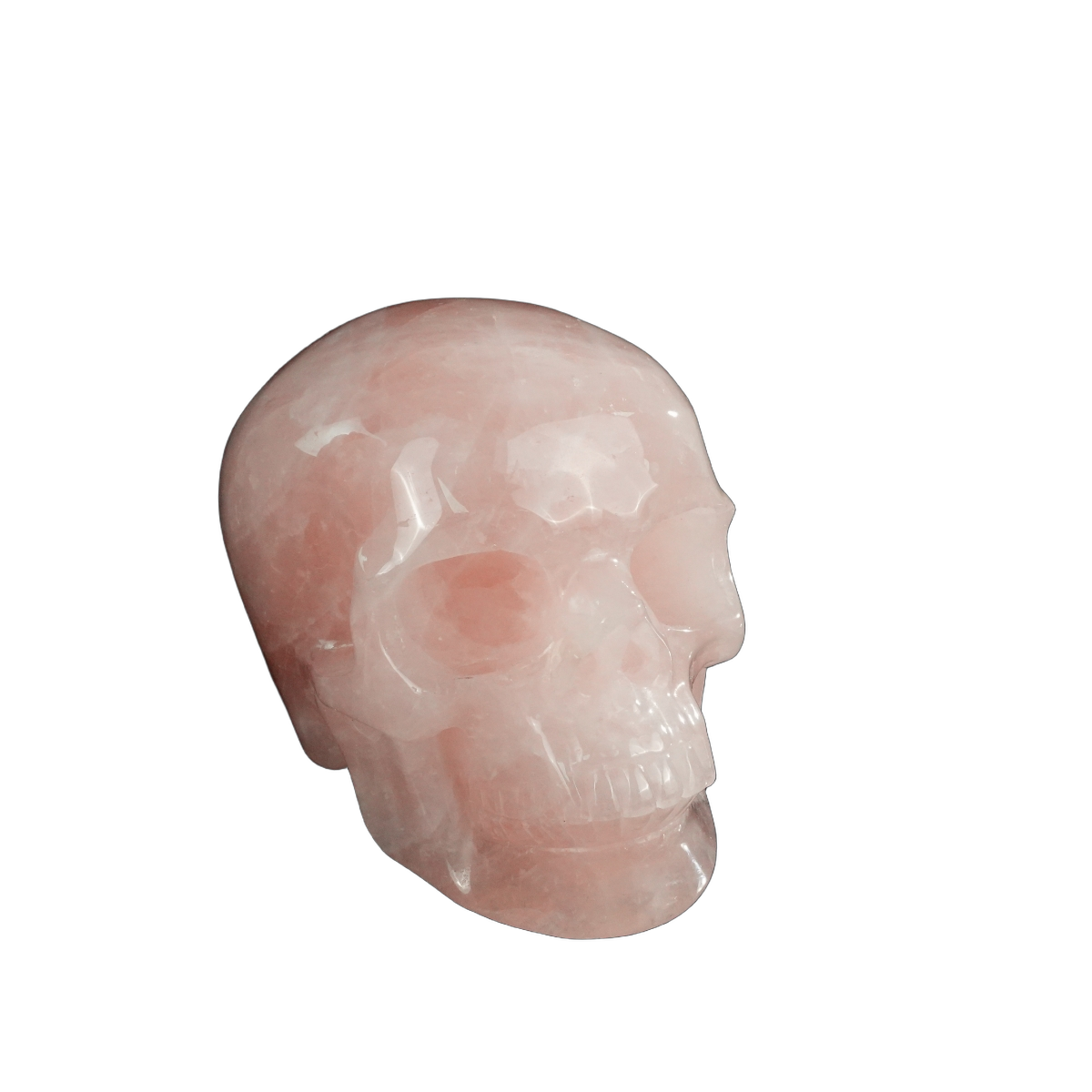 4.5" Rose Quartz Crystal Skull Carving - Hand Carved Decor