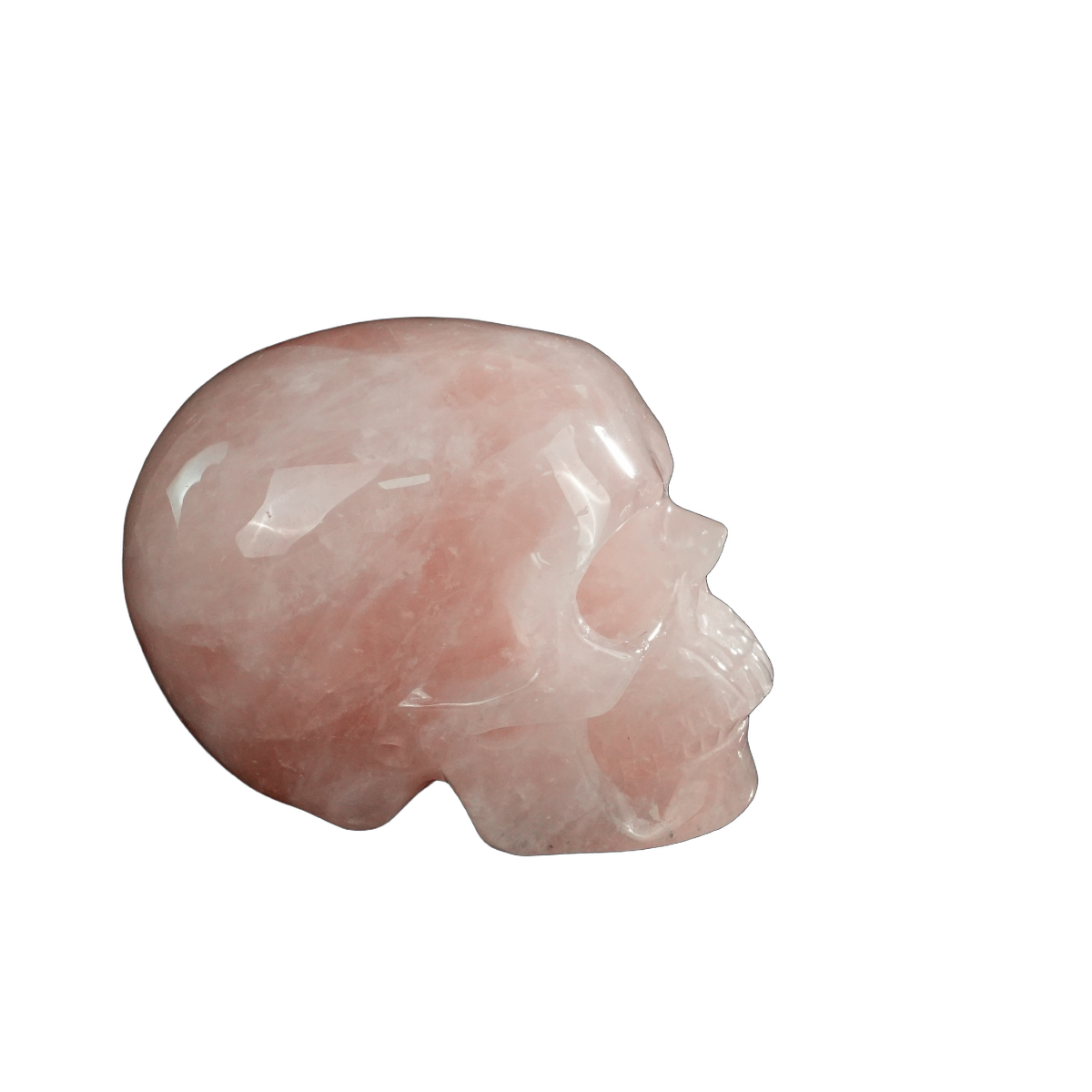 4.5" Rose Quartz Crystal Skull Carving - Hand Carved Decor