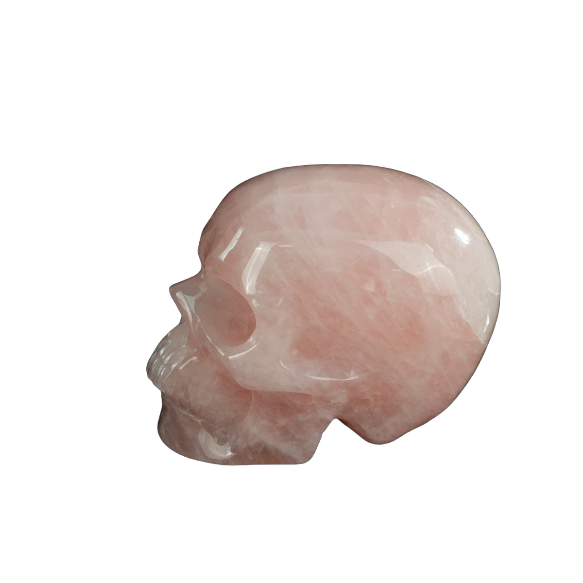 4.5" Rose Quartz Crystal Skull Carving - Hand Carved Decor