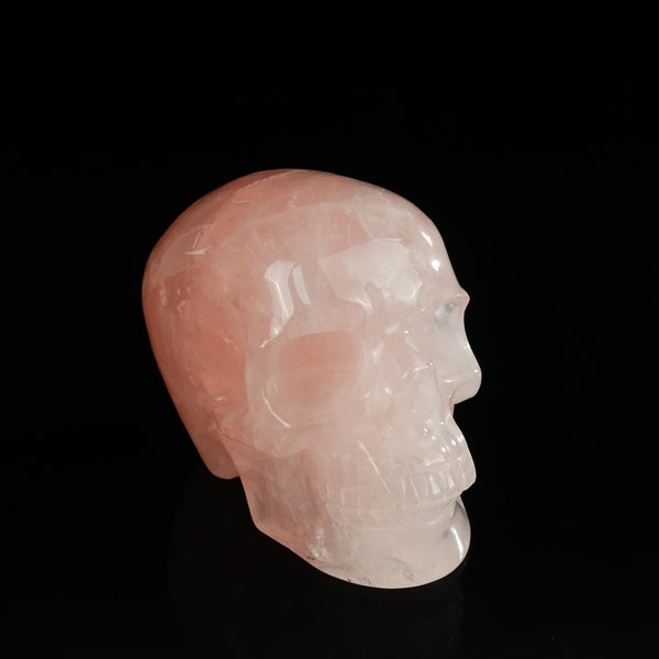 4.5" Rose Quartz Crystal Skull Carving - Unique Piece #RQ03 - alternate view