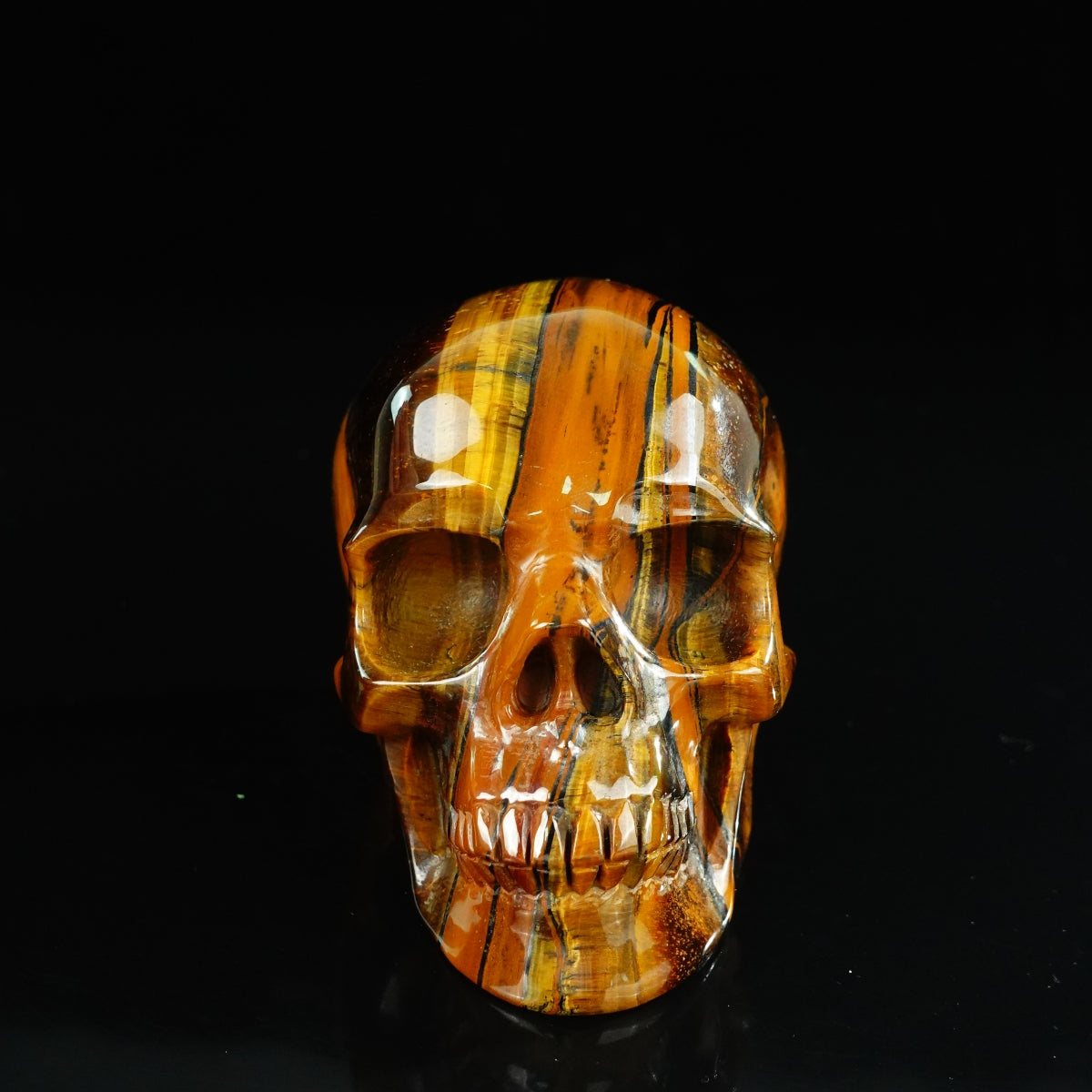 4.5" Tiger Eye Crystal Skull Carving - Unique Piece #TE01