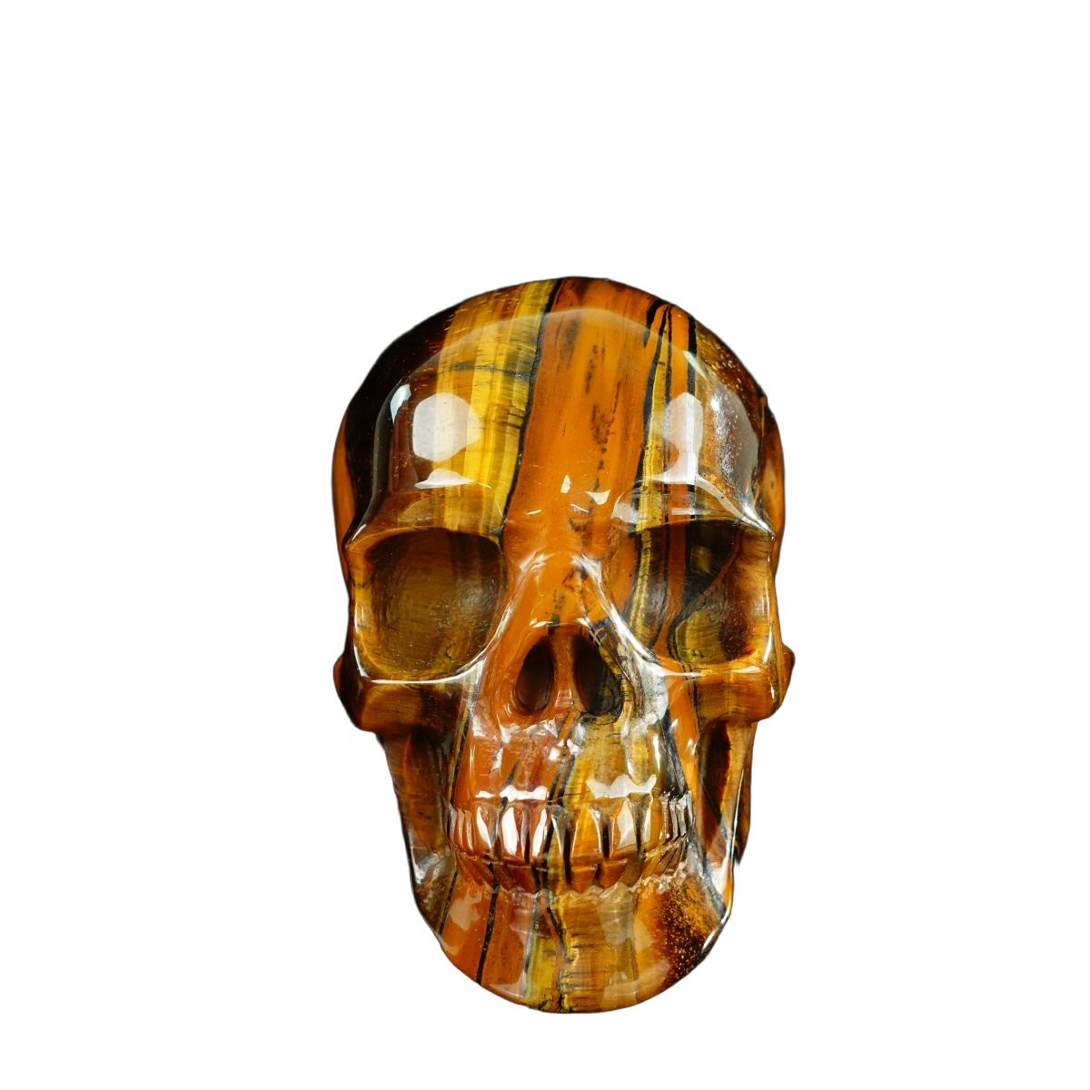 4.5" Tiger Eye Crystal Skull Carving - Unique Piece #TE01
