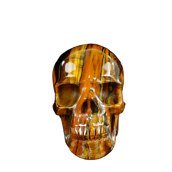4.5" Tiger Eye Crystal Skull Carving - Unique Piece #TE01